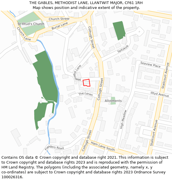 THE GABLES, METHODIST LANE, LLANTWIT MAJOR, CF61 1RH: Location map and indicative extent of plot