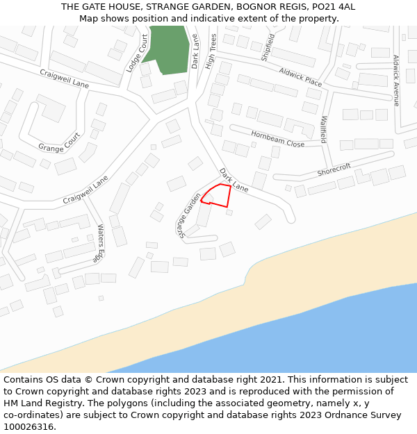 THE GATE HOUSE, STRANGE GARDEN, BOGNOR REGIS, PO21 4AL: Location map and indicative extent of plot