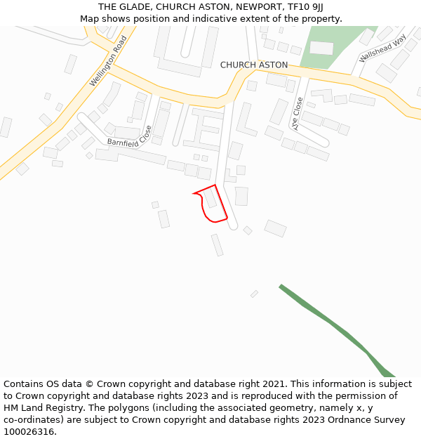 THE GLADE, CHURCH ASTON, NEWPORT, TF10 9JJ: Location map and indicative extent of plot