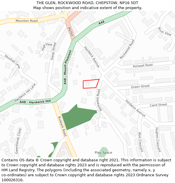 THE GLEN, ROCKWOOD ROAD, CHEPSTOW, NP16 5DT: Location map and indicative extent of plot