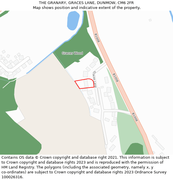 THE GRANARY, GRACES LANE, DUNMOW, CM6 2FR: Location map and indicative extent of plot