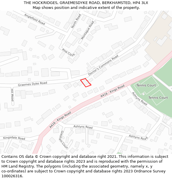 THE HOCKRIDGES, GRAEMESDYKE ROAD, BERKHAMSTED, HP4 3LX: Location map and indicative extent of plot