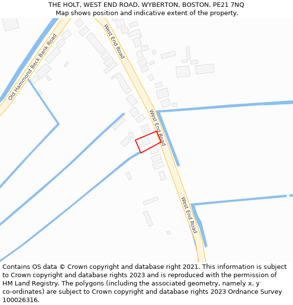 THE HOLT, WEST END ROAD, WYBERTON, BOSTON, PE21 7NQ: Location map and indicative extent of plot