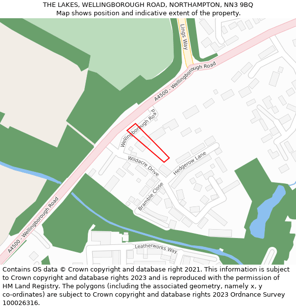 THE LAKES, WELLINGBOROUGH ROAD, NORTHAMPTON, NN3 9BQ: Location map and indicative extent of plot