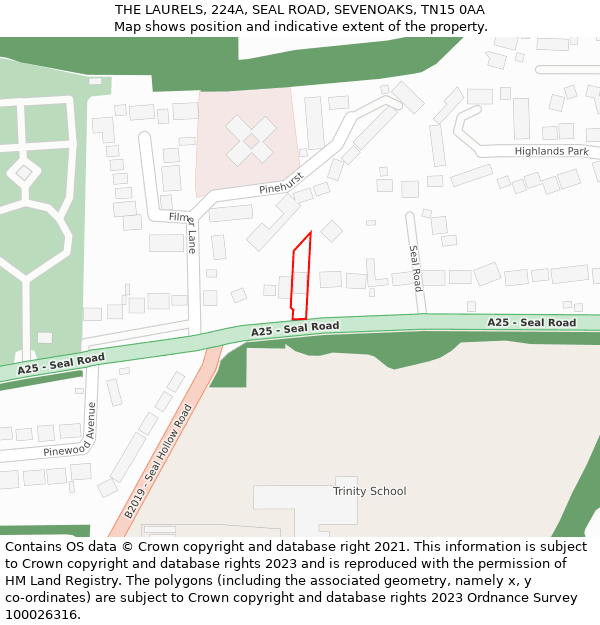 THE LAURELS, 224A, SEAL ROAD, SEVENOAKS, TN15 0AA: Location map and indicative extent of plot