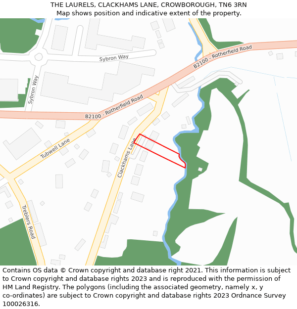 THE LAURELS, CLACKHAMS LANE, CROWBOROUGH, TN6 3RN: Location map and indicative extent of plot
