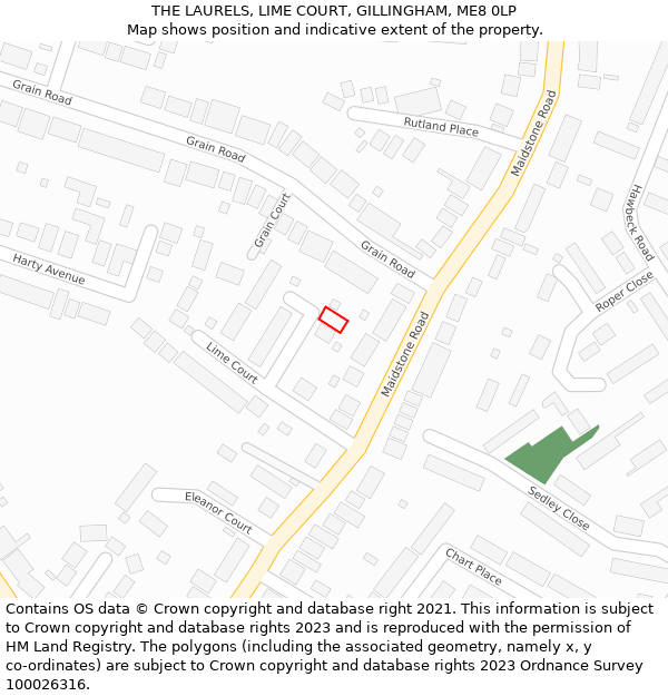 THE LAURELS, LIME COURT, GILLINGHAM, ME8 0LP: Location map and indicative extent of plot