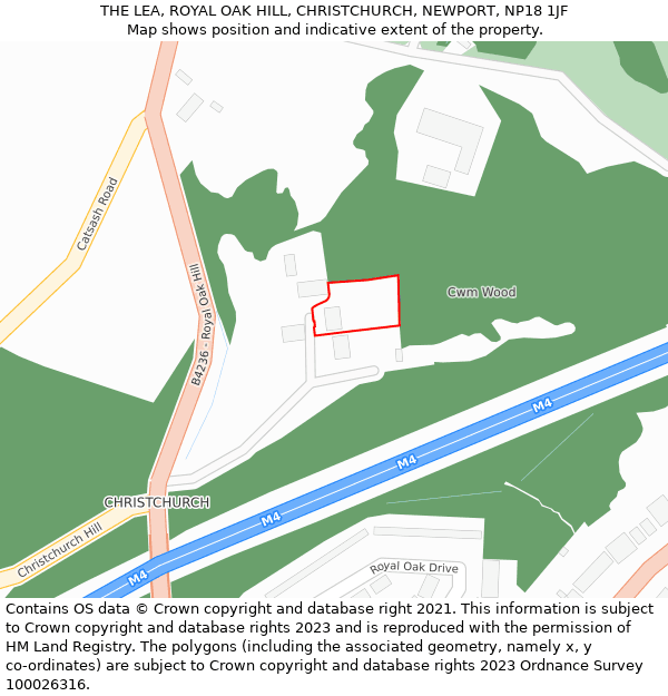 THE LEA, ROYAL OAK HILL, CHRISTCHURCH, NEWPORT, NP18 1JF: Location map and indicative extent of plot