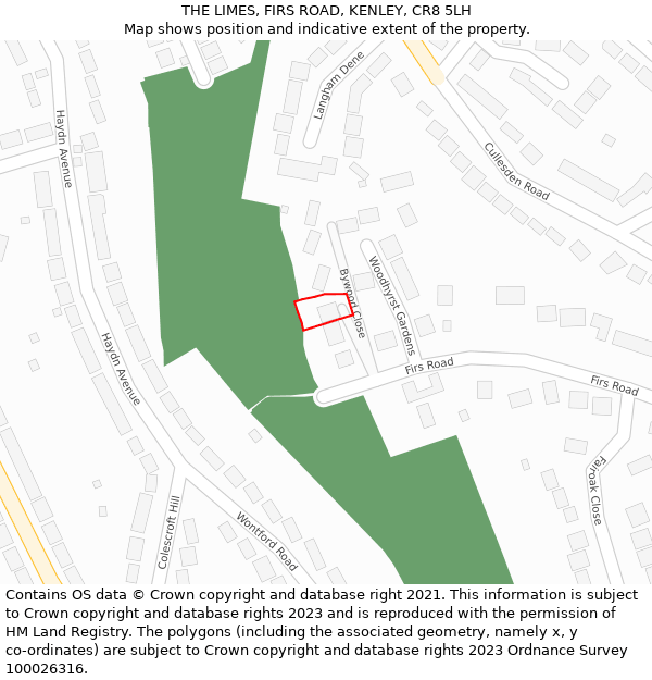 THE LIMES, FIRS ROAD, KENLEY, CR8 5LH: Location map and indicative extent of plot