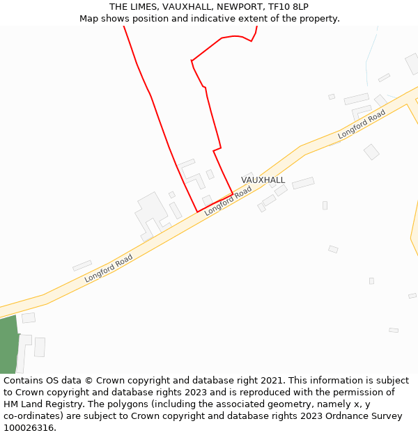 THE LIMES, VAUXHALL, NEWPORT, TF10 8LP: Location map and indicative extent of plot