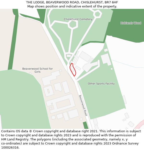 THE LODGE, BEAVERWOOD ROAD, CHISLEHURST, BR7 6HF: Location map and indicative extent of plot