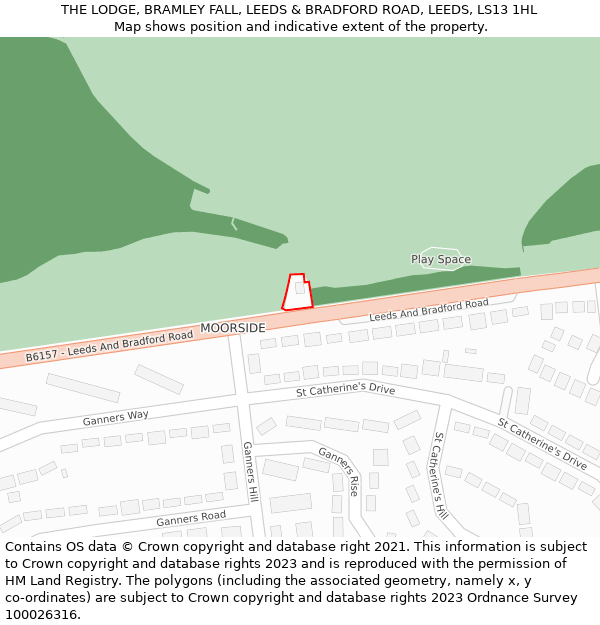 THE LODGE, BRAMLEY FALL, LEEDS & BRADFORD ROAD, LEEDS, LS13 1HL: Location map and indicative extent of plot