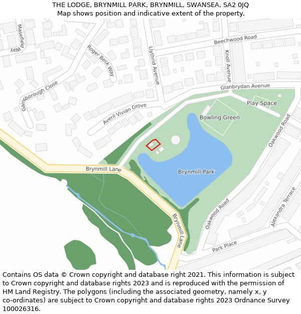 THE LODGE, BRYNMILL PARK, BRYNMILL, SWANSEA, SA2 0JQ: Location map and indicative extent of plot