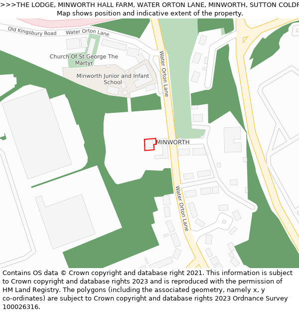 THE LODGE, MINWORTH HALL FARM, WATER ORTON LANE, MINWORTH, SUTTON COLDFIELD, B76 9BT: Location map and indicative extent of plot