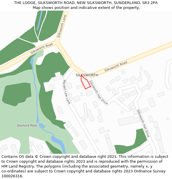 THE LODGE, SILKSWORTH ROAD, NEW SILKSWORTH, SUNDERLAND, SR3 2PA: Location map and indicative extent of plot