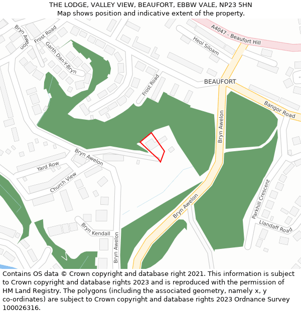 THE LODGE, VALLEY VIEW, BEAUFORT, EBBW VALE, NP23 5HN: Location map and indicative extent of plot