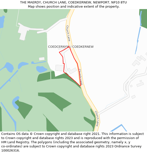 THE MAERDY, CHURCH LANE, COEDKERNEW, NEWPORT, NP10 8TU: Location map and indicative extent of plot