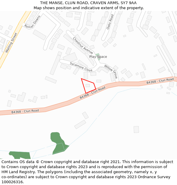 THE MANSE, CLUN ROAD, CRAVEN ARMS, SY7 9AA: Location map and indicative extent of plot