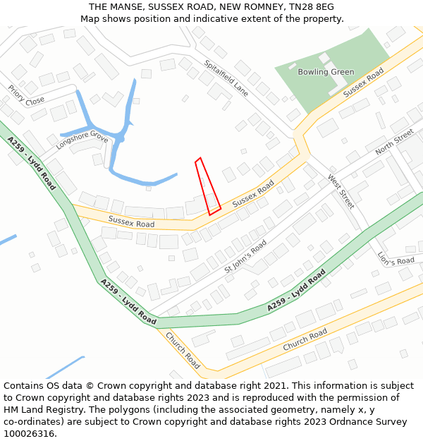 THE MANSE, SUSSEX ROAD, NEW ROMNEY, TN28 8EG: Location map and indicative extent of plot