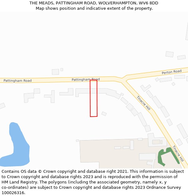 THE MEADS, PATTINGHAM ROAD, WOLVERHAMPTON, WV6 8DD: Location map and indicative extent of plot