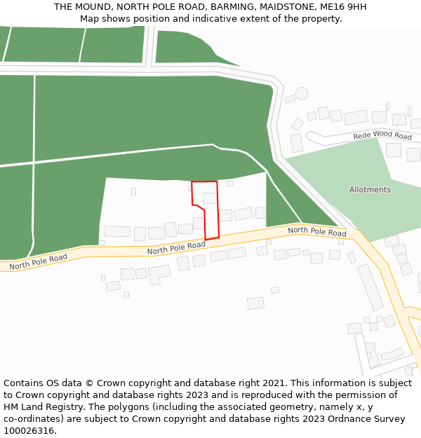THE MOUND, NORTH POLE ROAD, BARMING, MAIDSTONE, ME16 9HH: Location map and indicative extent of plot