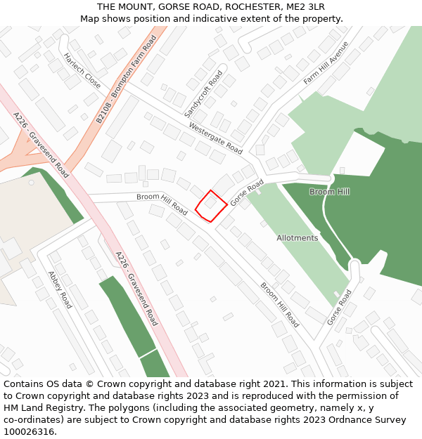 THE MOUNT, GORSE ROAD, ROCHESTER, ME2 3LR: Location map and indicative extent of plot
