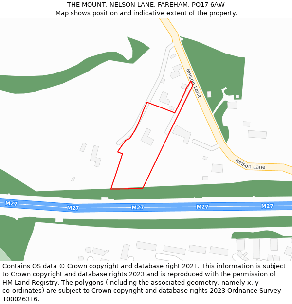 THE MOUNT, NELSON LANE, FAREHAM, PO17 6AW: Location map and indicative extent of plot