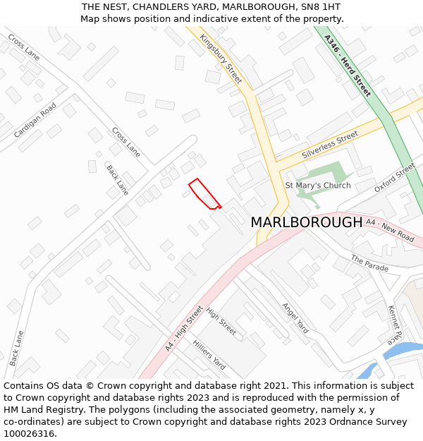 THE NEST, CHANDLERS YARD, MARLBOROUGH, SN8 1HT: Location map and indicative extent of plot