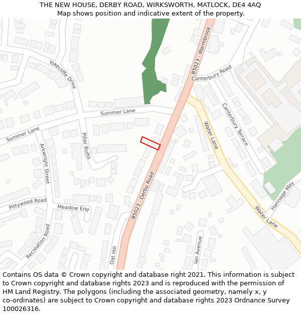 THE NEW HOUSE, DERBY ROAD, WIRKSWORTH, MATLOCK, DE4 4AQ: Location map and indicative extent of plot