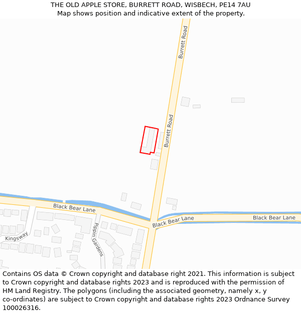 THE OLD APPLE STORE, BURRETT ROAD, WISBECH, PE14 7AU: Location map and indicative extent of plot
