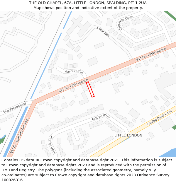 THE OLD CHAPEL, 67A, LITTLE LONDON, SPALDING, PE11 2UA: Location map and indicative extent of plot