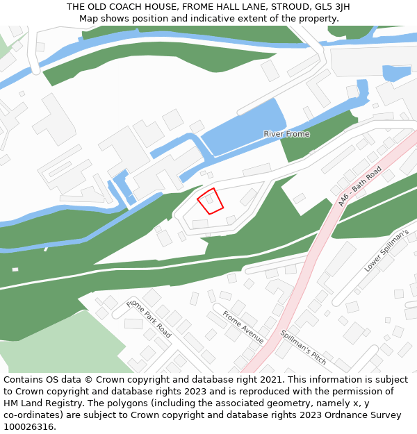 THE OLD COACH HOUSE, FROME HALL LANE, STROUD, GL5 3JH: Location map and indicative extent of plot