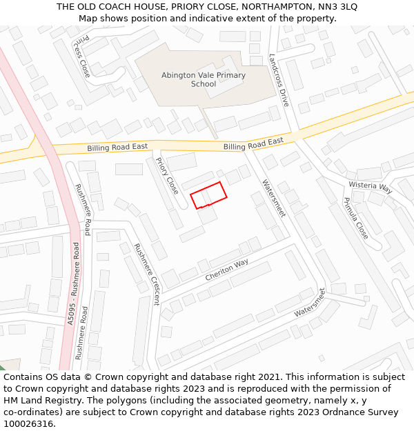 THE OLD COACH HOUSE, PRIORY CLOSE, NORTHAMPTON, NN3 3LQ: Location map and indicative extent of plot