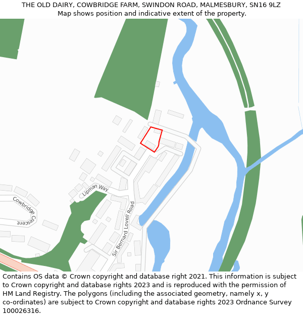 THE OLD DAIRY, COWBRIDGE FARM, SWINDON ROAD, MALMESBURY, SN16 9LZ: Location map and indicative extent of plot