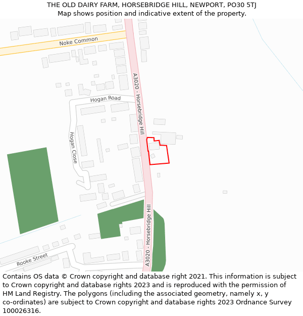 THE OLD DAIRY FARM, HORSEBRIDGE HILL, NEWPORT, PO30 5TJ: Location map and indicative extent of plot