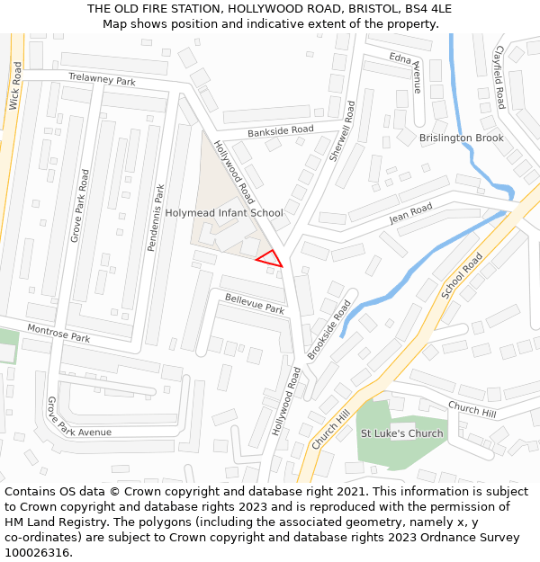 THE OLD FIRE STATION, HOLLYWOOD ROAD, BRISTOL, BS4 4LE: Location map and indicative extent of plot