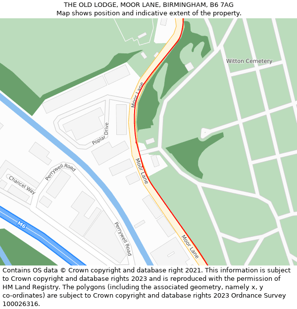 THE OLD LODGE, MOOR LANE, BIRMINGHAM, B6 7AG: Location map and indicative extent of plot