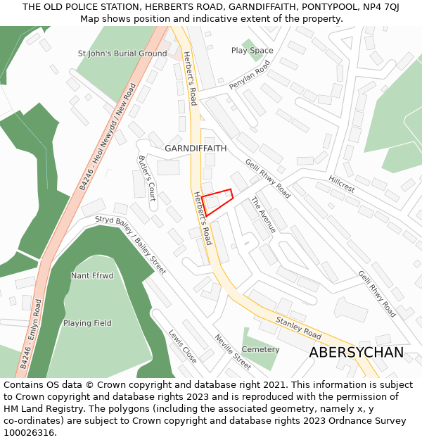 THE OLD POLICE STATION, HERBERTS ROAD, GARNDIFFAITH, PONTYPOOL, NP4 7QJ: Location map and indicative extent of plot