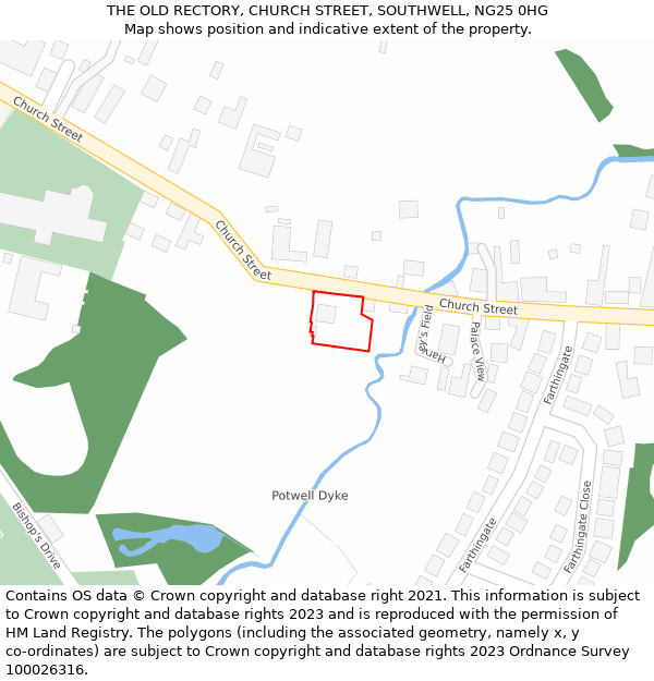 THE OLD RECTORY, CHURCH STREET, SOUTHWELL, NG25 0HG: Location map and indicative extent of plot