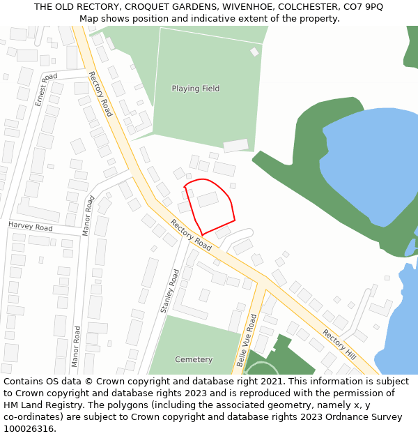 THE OLD RECTORY, CROQUET GARDENS, WIVENHOE, COLCHESTER, CO7 9PQ: Location map and indicative extent of plot
