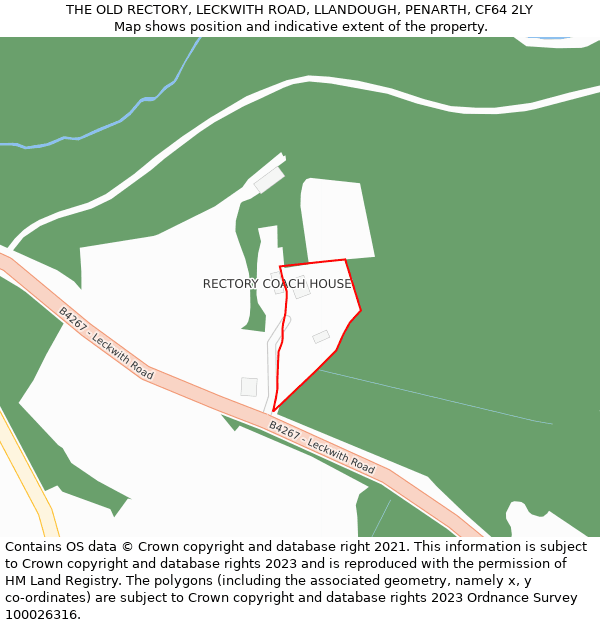 THE OLD RECTORY, LECKWITH ROAD, LLANDOUGH, PENARTH, CF64 2LY: Location map and indicative extent of plot