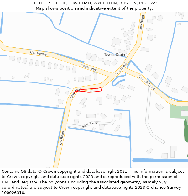 THE OLD SCHOOL, LOW ROAD, WYBERTON, BOSTON, PE21 7AS: Location map and indicative extent of plot