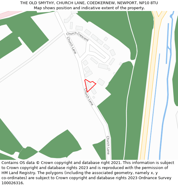 THE OLD SMYTHY, CHURCH LANE, COEDKERNEW, NEWPORT, NP10 8TU: Location map and indicative extent of plot