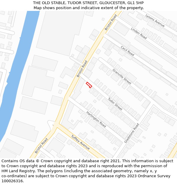 THE OLD STABLE, TUDOR STREET, GLOUCESTER, GL1 5HP: Location map and indicative extent of plot