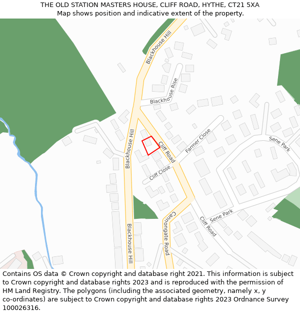 THE OLD STATION MASTERS HOUSE, CLIFF ROAD, HYTHE, CT21 5XA: Location map and indicative extent of plot