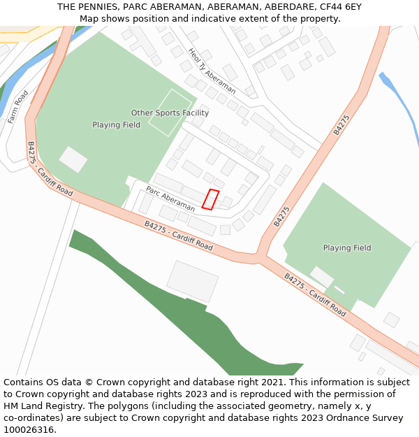 THE PENNIES, PARC ABERAMAN, ABERAMAN, ABERDARE, CF44 6EY: Location map and indicative extent of plot