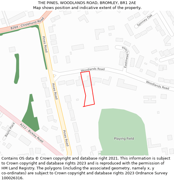 THE PINES, WOODLANDS ROAD, BROMLEY, BR1 2AE: Location map and indicative extent of plot