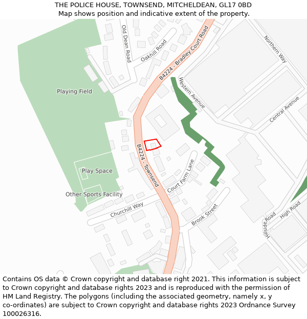 THE POLICE HOUSE, TOWNSEND, MITCHELDEAN, GL17 0BD: Location map and indicative extent of plot