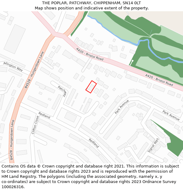 THE POPLAR, PATCHWAY, CHIPPENHAM, SN14 0LT: Location map and indicative extent of plot