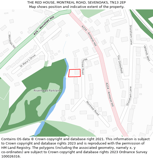 THE RED HOUSE, MONTREAL ROAD, SEVENOAKS, TN13 2EP: Location map and indicative extent of plot